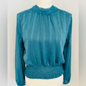 Miami Teal Blouse with Textured Design